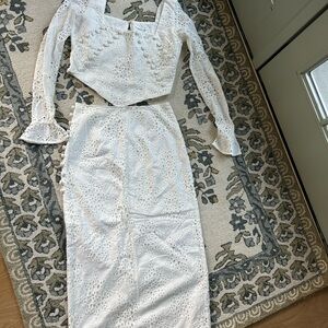 Sabo Skirt White Lace Pencil Skirt Set